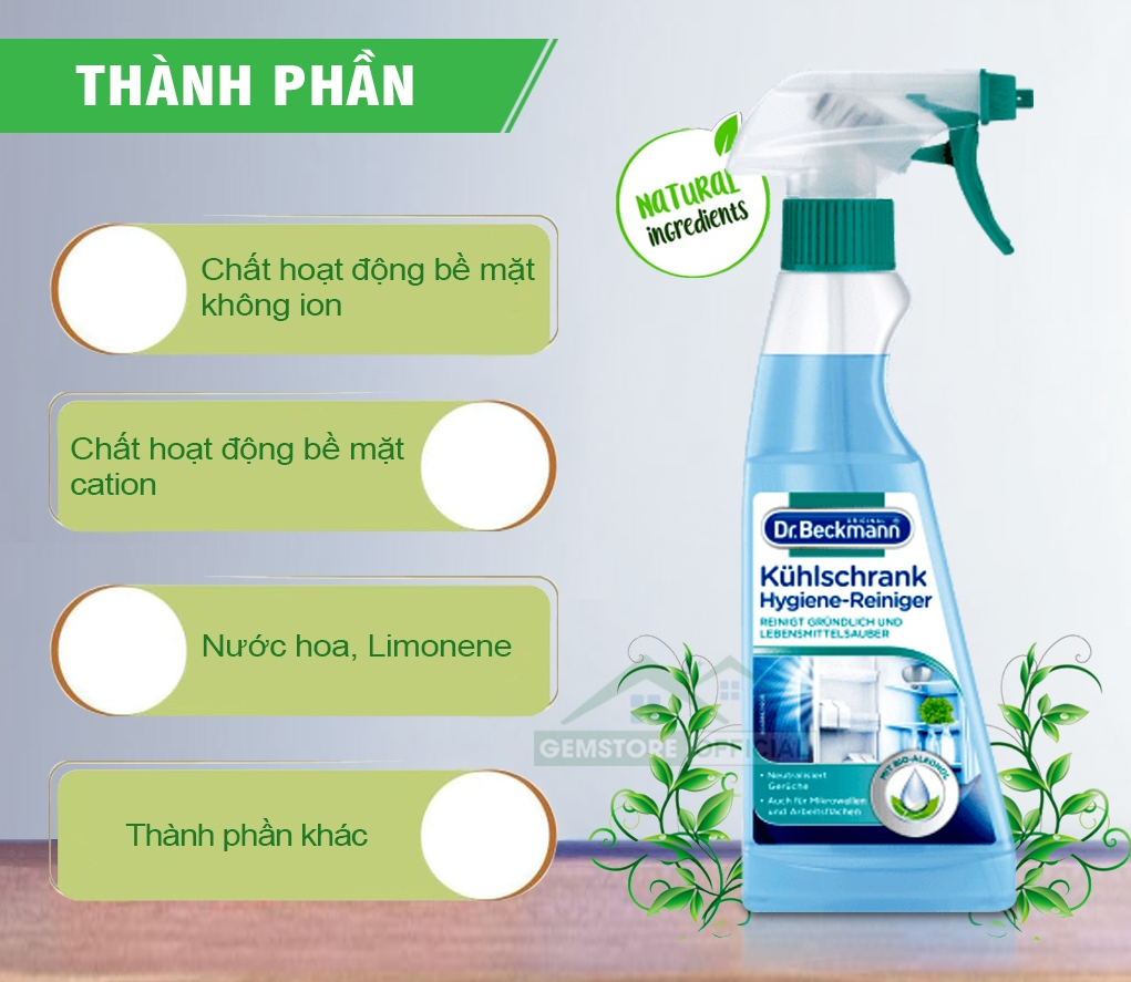 Dung Dịch Vệ Sinh Tủ Lạnh DR BECKMANN, Loại Bỏ Mùi Hôi Và 99% Vi Khuẩn, Dung Tích 250ml, Nhập Đức