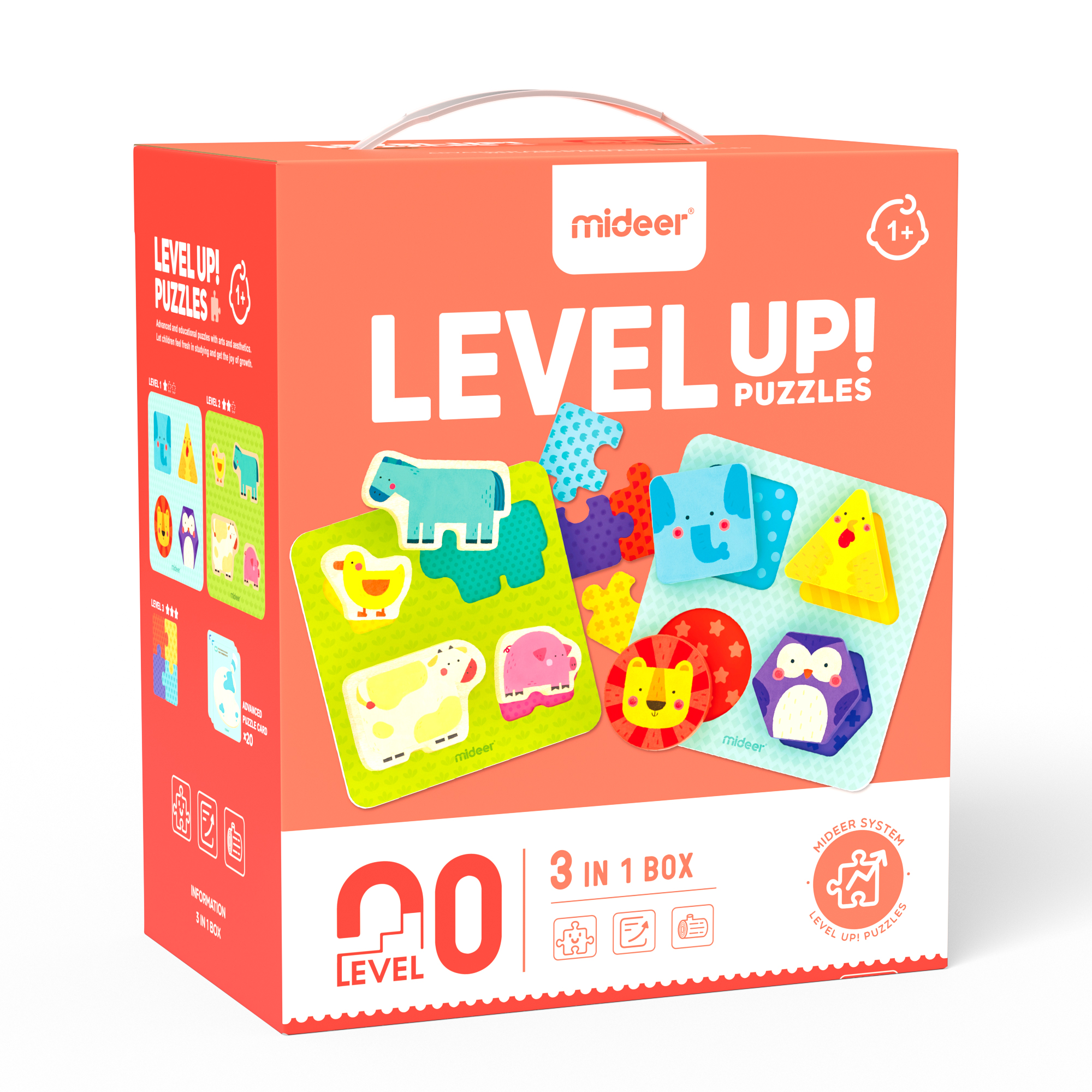 Bộ đồ chơi Mideer xếp hình mảnh to cho bé 1 tuổi làm quen cấp độ 0 Level 0 for kids from 12 months
