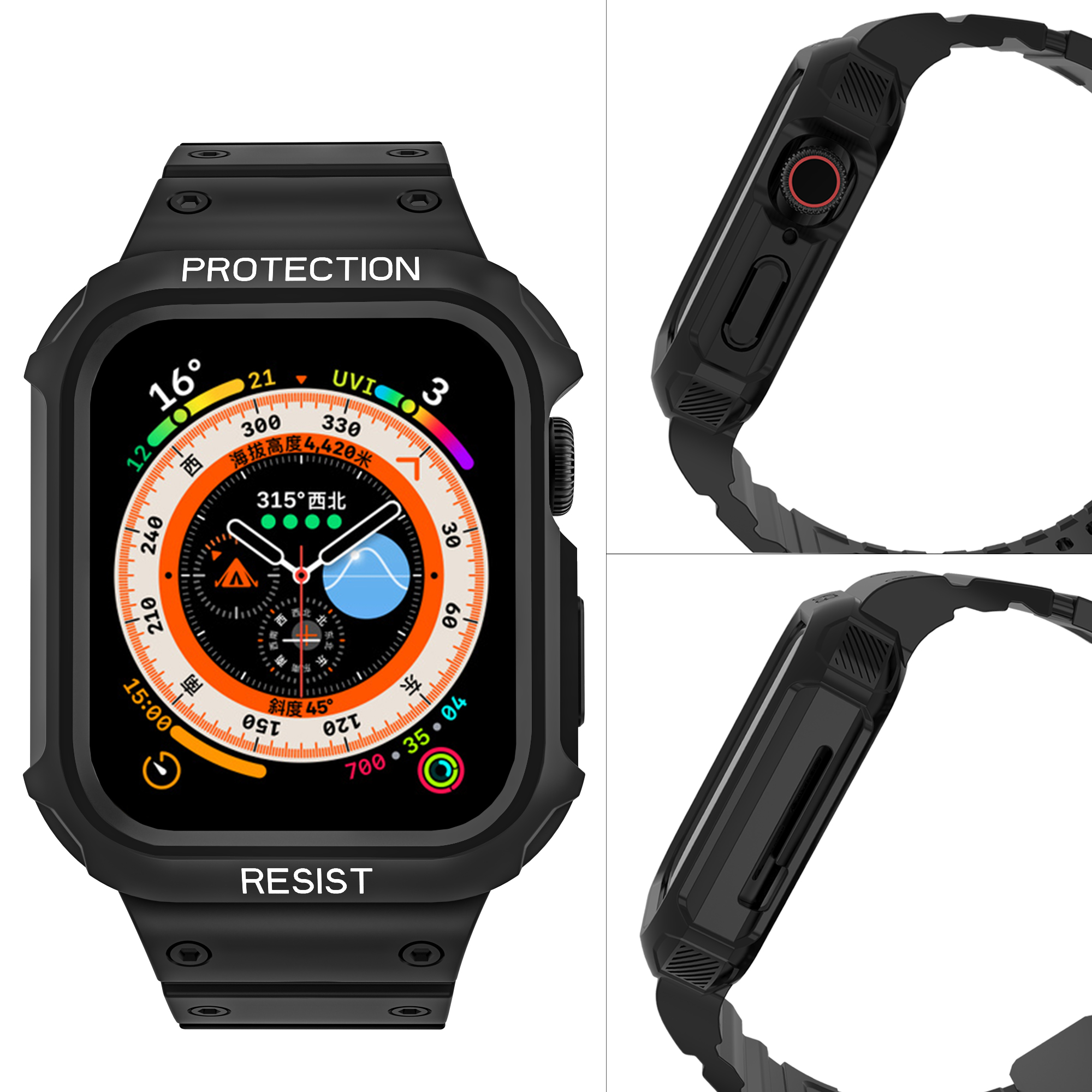 Ốp Case bảo vệ tích hợp dây đeo Resist Shock Slim cho Apple Watch Series 4/5/6/SE/7/8/9/SE2 Size 40mm/41mm/44mm/45mm - Hàng Chính Hãng