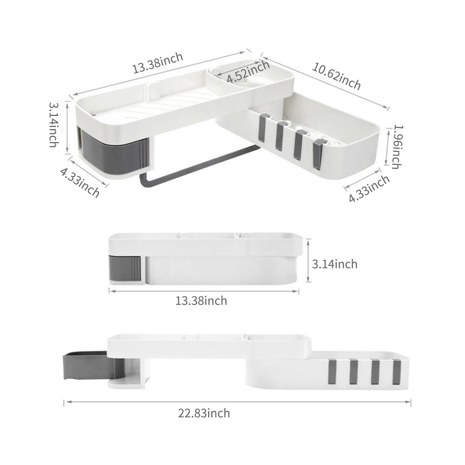 Bathroom Corner Shelf No Drilling Wall-mounted Storage Rack Holder Cabinets 2 Tier Bathtub Bath Shower Caddy Basket