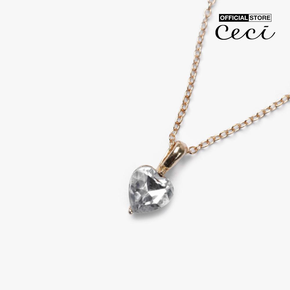 CECI - Dây chuyền nữ dạng chuỗi xích nhỏ phối mặt đá trái tim CC4-01000240
