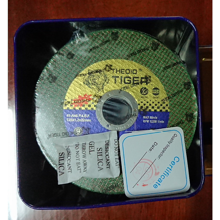 Đá cắt Tiger Xanh 125mm( Hộp kim loại 50 viên)