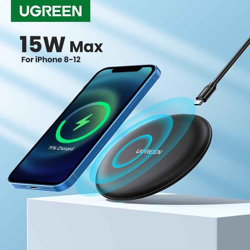 Ugreen UG15112CD186TK 15W kèm cáp USB-C c-c dài 1M Đế sạc không dây hỗ trợ sạc nhanh Màu Đen - HÀNG CHÍNH HÃNG