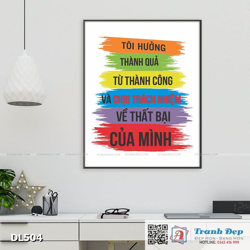 Tranh động lực trang trí phòng làm việc - Tôi hưởng thành quả từ thành công - DL504