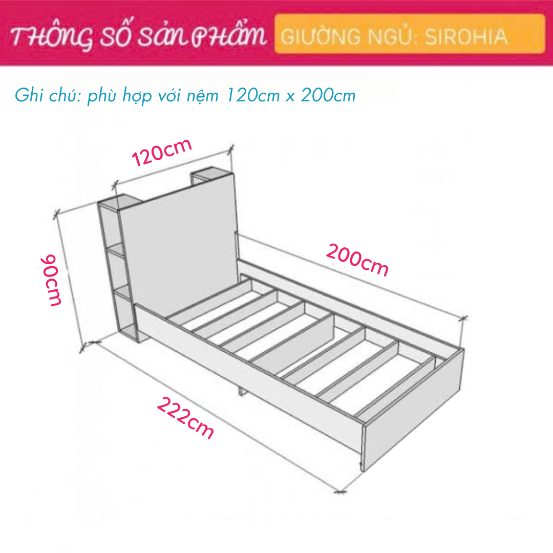 Giường ngủ cho bé kiểu dáng nhỏ gọn SMLIFE Sirohia