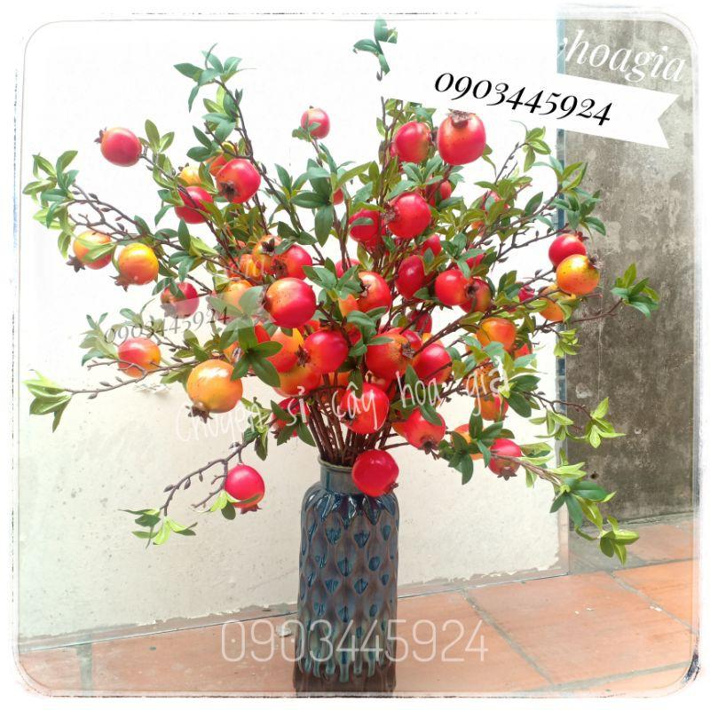Cành lựu 7 quả mô phỏng cao 85cm giống thật - Cây giả