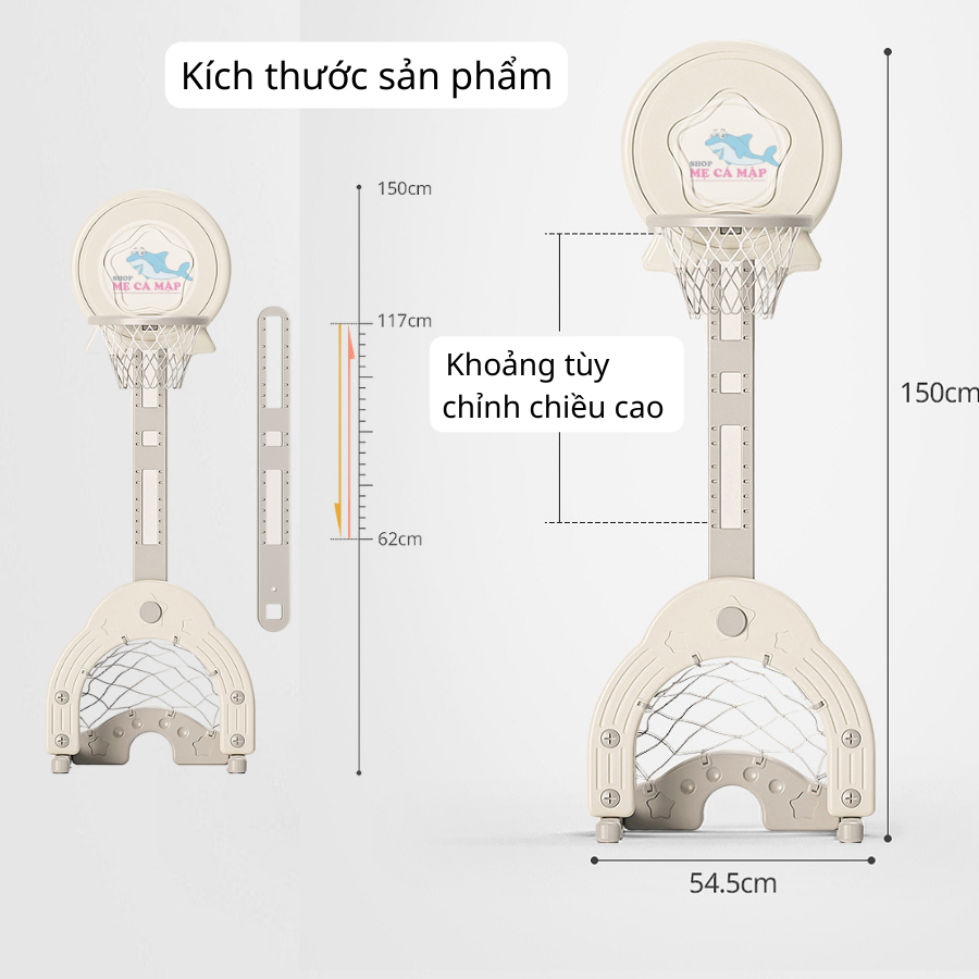 Đồ chơi STAR cho bé đa chức năng, chơi Bóng đá Bóng rổ Golf sẵn 3 màu giúp phát triển chiều cao vượt bậc