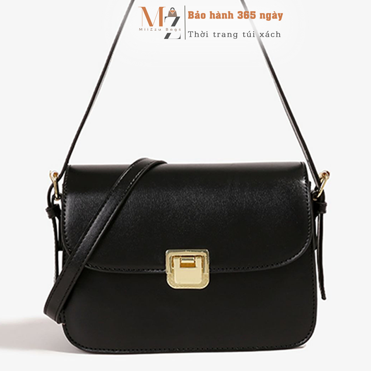 Túi Đeo Chéo, Túi Xách Nữ MiiZzu Khoá Gập Da Trơn Cao Cấp, Sang Trọng Phong Cách Hàn Quốc Mẫu Mới Size 22cm