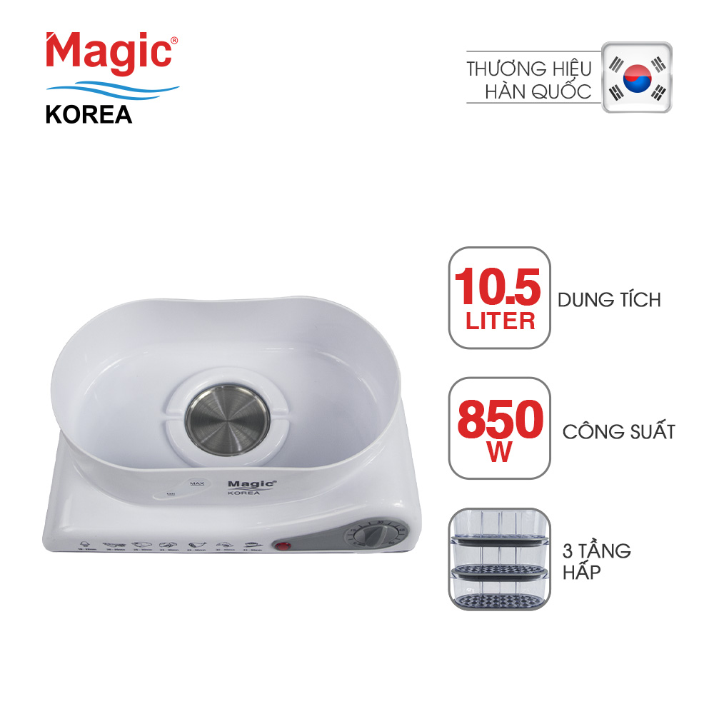 Máy hấp thực phẩm đa năng 03 tầng Magic Korea A61 - Hàng Chính Hãng