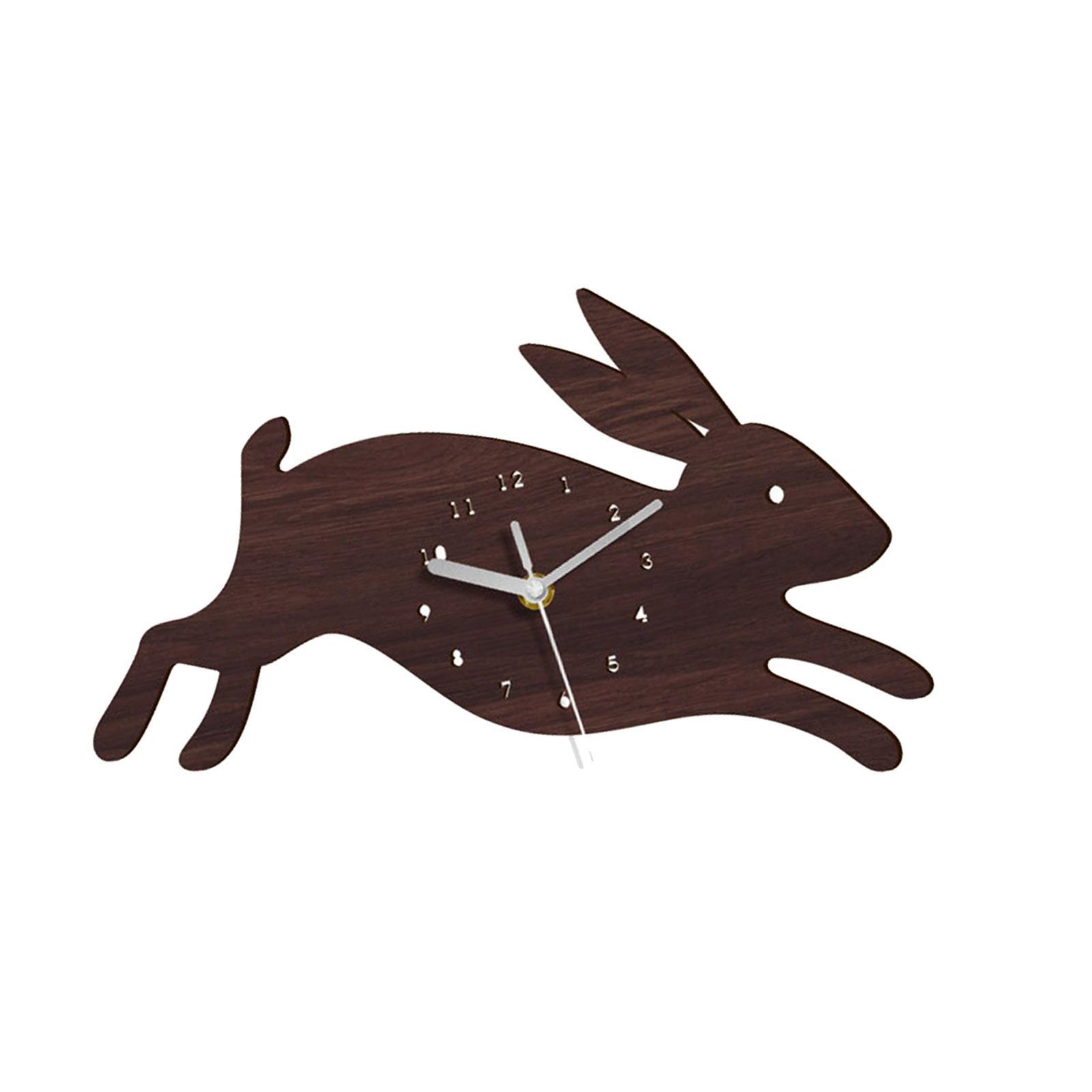 Rabbit Shape Cartoon Wall Clock Non Ticking school Adorable Durable Ornaments for Kids Decoration Nursery Decor