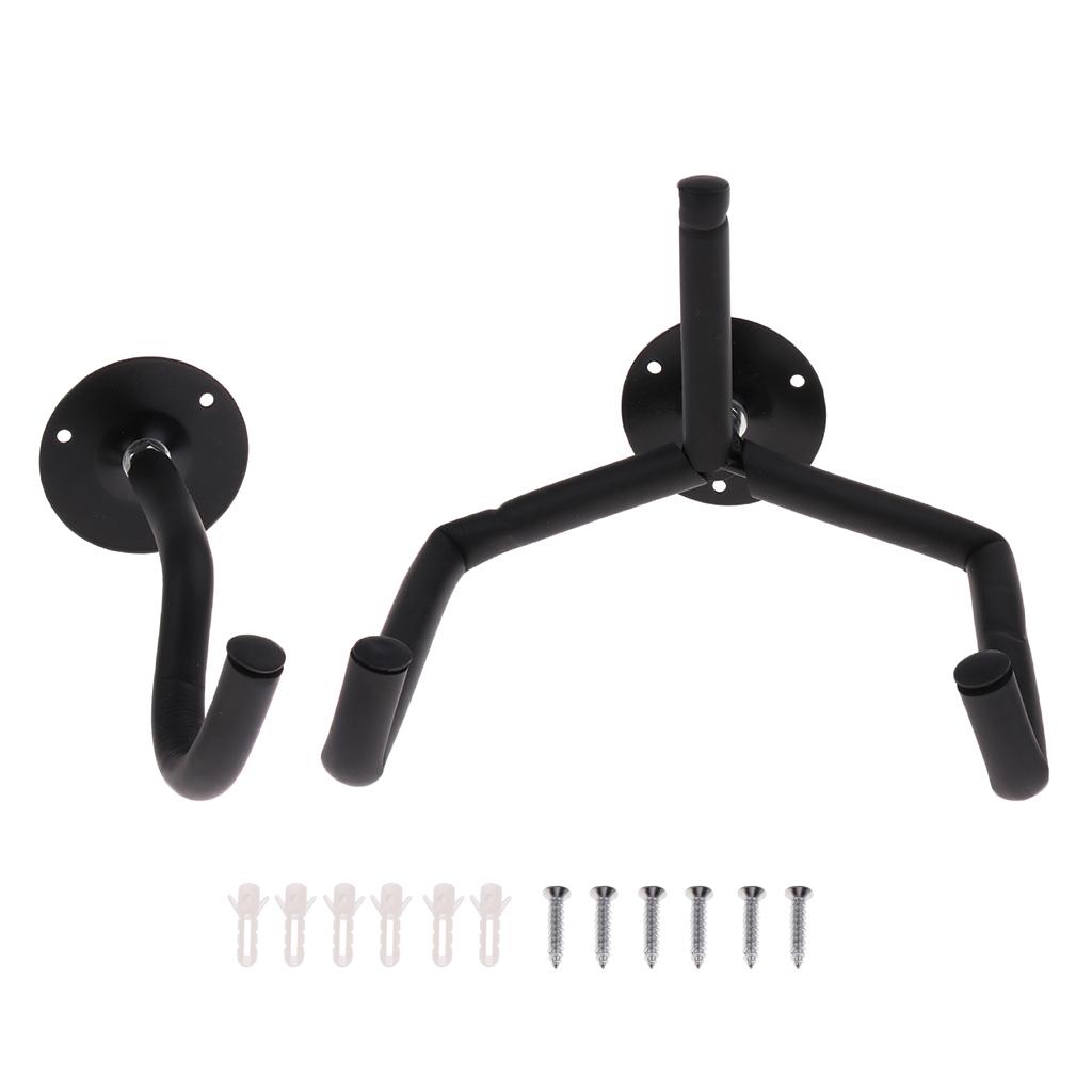 4x Metal Horizontal Guitar Bass Banjo Wall Hanger Stand Slatwall DIY Black