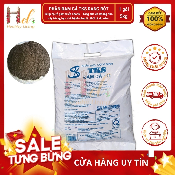 5kg Phân Bón Hữu Cơ Vi Sinh Đạm Cá Dạng Bột Dùng Bón Gốc Giàu Dinh Dưỡng, Kích Rễ, Ngừa Nấm