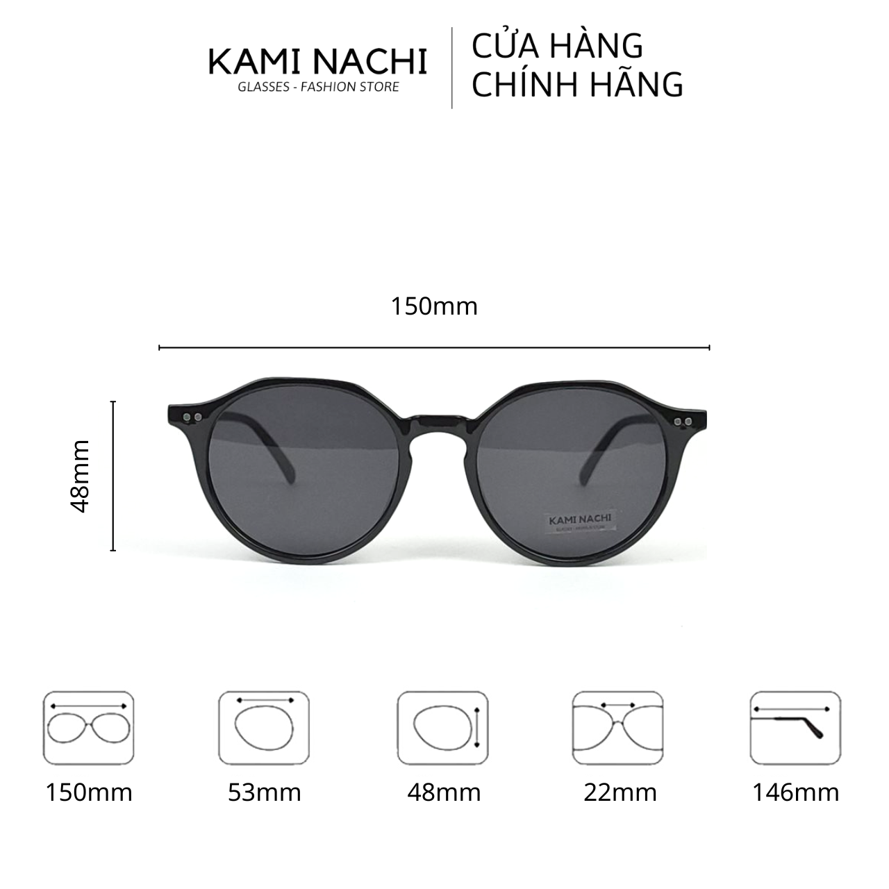 Kính mát thời trang nam nữ KAMI NACHI dáng tròng size lớn phong cách đơn giản Z3366 - MAT