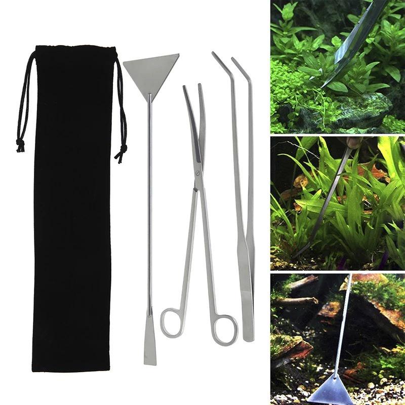 Nhíp thẳng, nhíp cong, kéo cắt, thanh san nền bằng thép không rỉ trồng cây thủy sinh, bán cạn, terrarium
