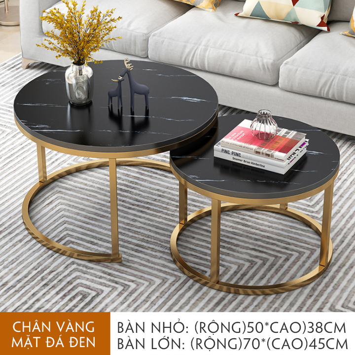 Bàn trà đôi cao cấp, bàn trà mặt vân đá đẹp, bàn sofa