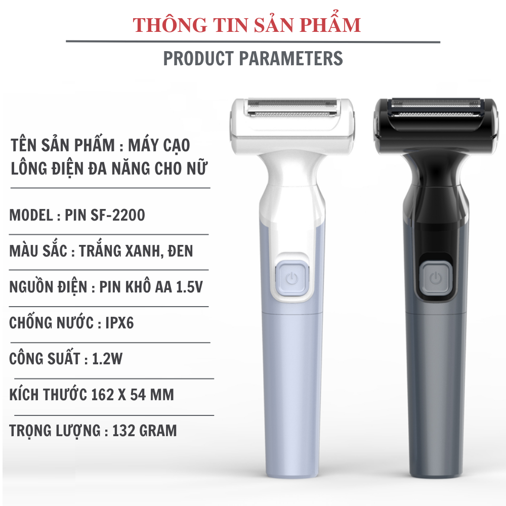 Máy cạo lông điện đa năng cho nữ Boorui SF2200 - Dao triệt lông phần tay, chân, nách, bikini.. thẩm mỹ cho phái đẹp - Hàng loại 1