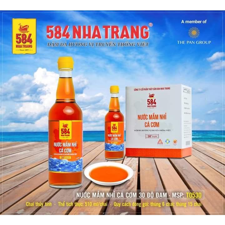 Thùng 6 chai Nước mắm Nhỉ Cá Cơm - 584 Nha Trang - 30 độ đạm - Chai thủy tinh 500ml, Date mới nhất
