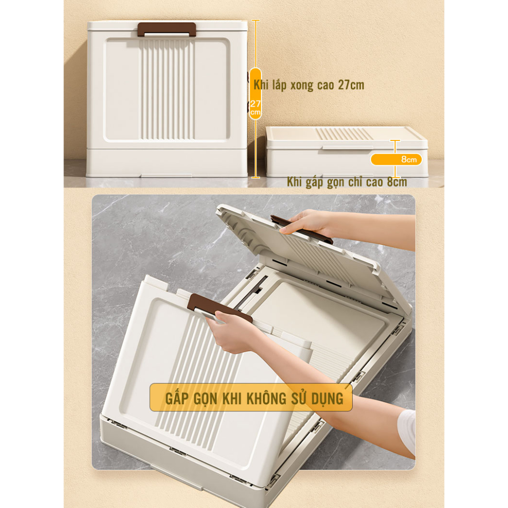 Tủ nhựa đa năng Gấp gọn Tiện Lợi, Tủ Để Đồ Bánh Xe Xoay 360 Độ - Hàng chính hãng Anh Lam Store