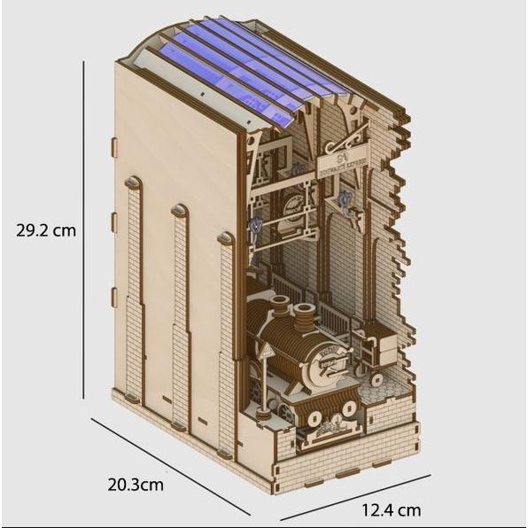 Harry Potter bộ lắp ráp mô hình chặn sách Sân ga Chín Ba Phần Tư bằng gỗ bạch dương thơm - Trang trí tủ sách