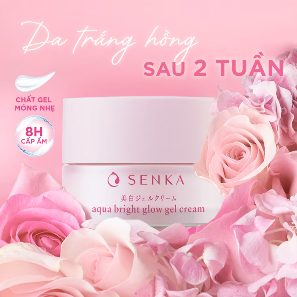 Kem Dưỡng Trắng Da Ban Đêm Senka Aqua Bright Glow Gel Cream 50g