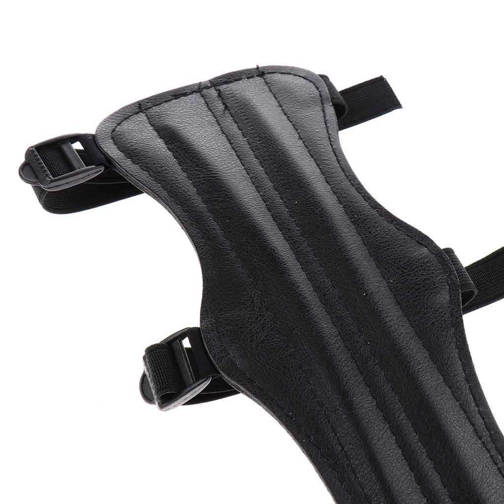 Black PU Shooting Archery Arm Guard Bow Protect 3 Straps Gear