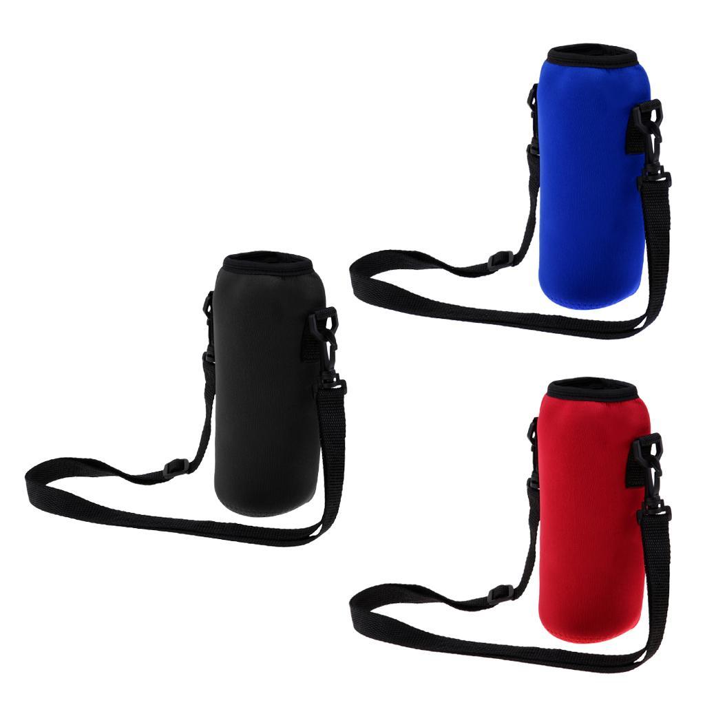 2x1000ml Sports Water Bottle Holder Sleeve Bag Neoprene Carry Pouch Case Black