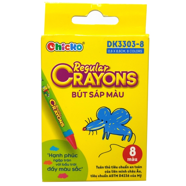 Bút Sáp Màu Chicko Regular Crayons - 8 Màu - DK3303-8