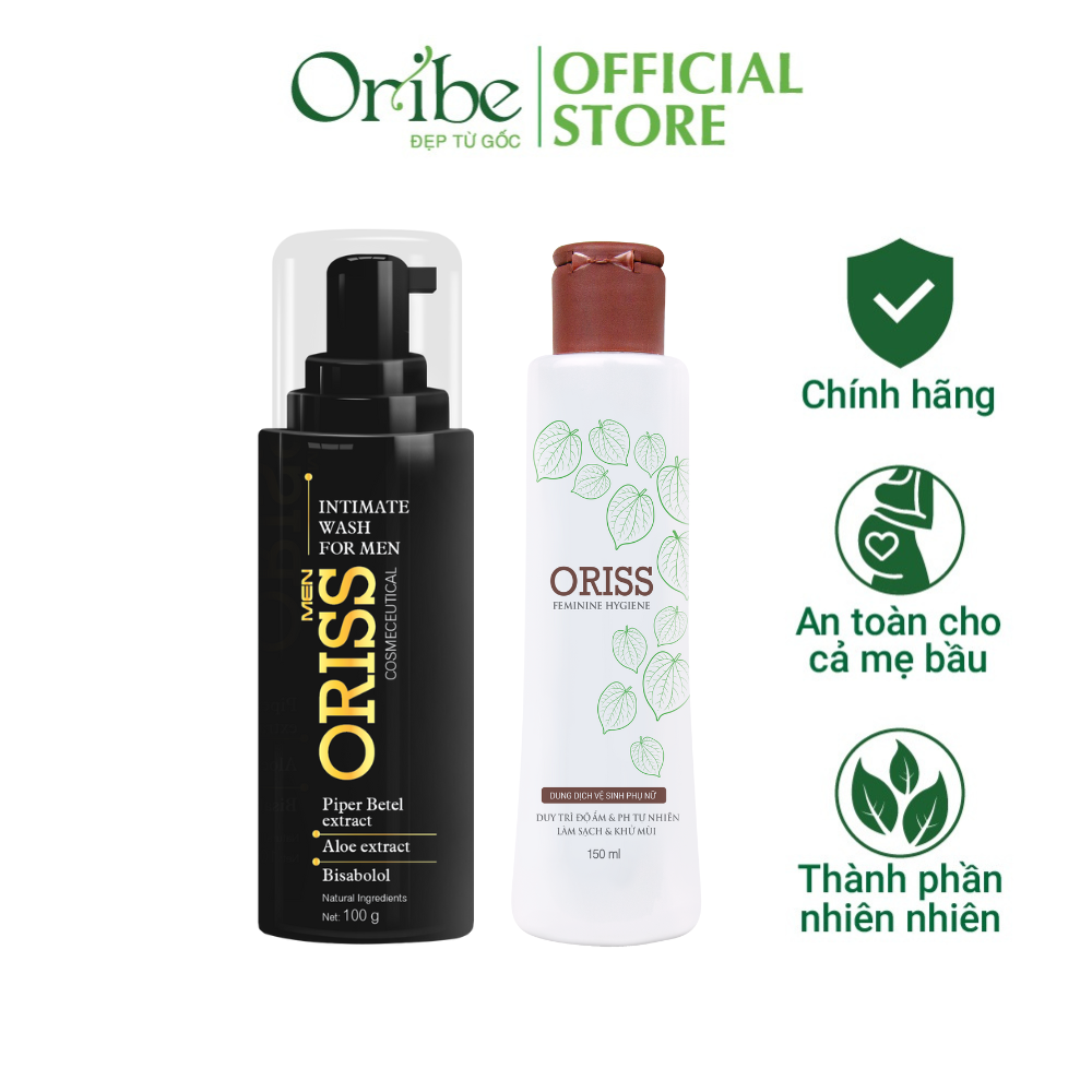 Combo Dung Dịch Vệ Sinh Chuyên Biệt Cho Nam Giới Oriss 100g + Dung Dịch Vệ Sinh Phụ Nữ Dịu Nhẹ Oriss 150ml