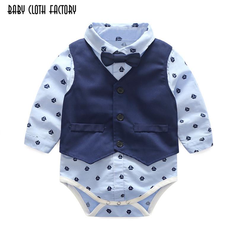 Năm 2017 Thời Trang Cho Bé Trai 3 Món Áo Vest + Tặng Rompers + Quần Tiệc Trang Trọng Quần Áo Bộ Trẻ Sơ Sinh Bộ Quần Áo Bé Trai quý Ông Lịch Lãm Phù Hợp Với Hàng Miễn Phí