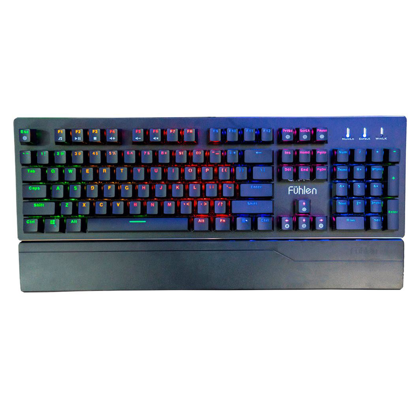 Bàn phím cơ gaming Fuhlen Eraser Led Rainbow/ Kê tay tháo rời- Hàng chính hãng