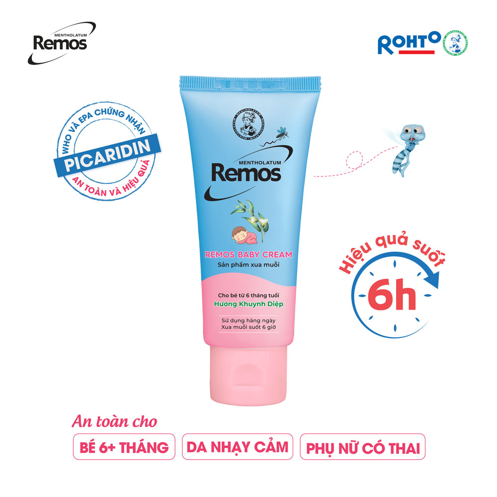 Kem chống muỗi cho bé từ 6 tháng tuổi Remos Mentholatum hương Khuynh diệp