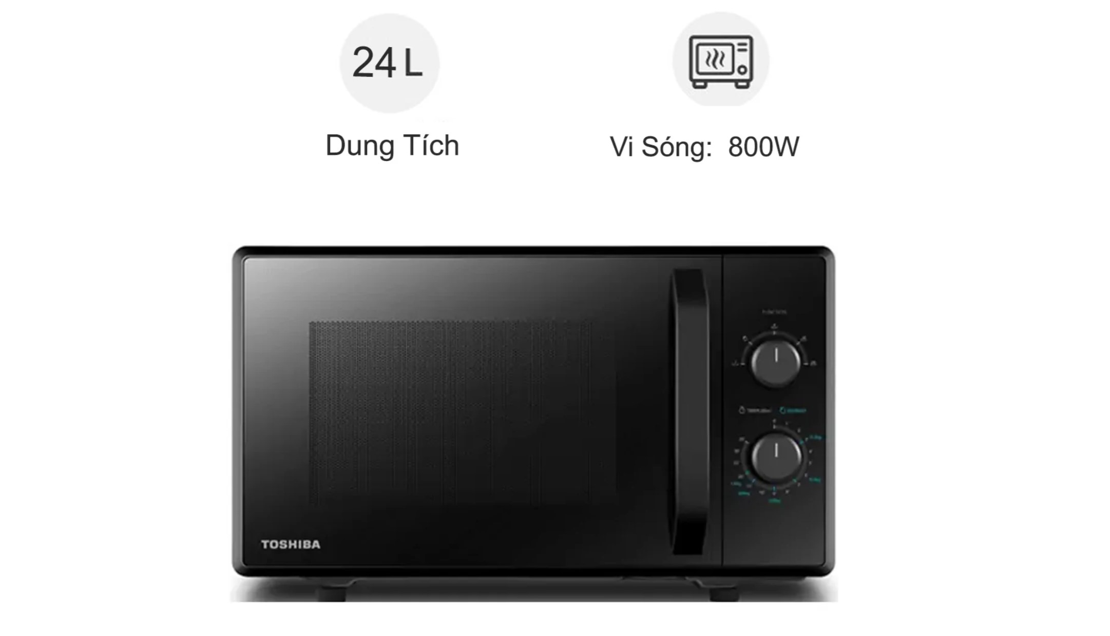 Lò vi sóng Toshiba MW2-MM24PC(BK)- Dung tích 24L - Xuất xứ Thái Lan - Nấu / Hâm / Rã đông- Hàng chính hãng