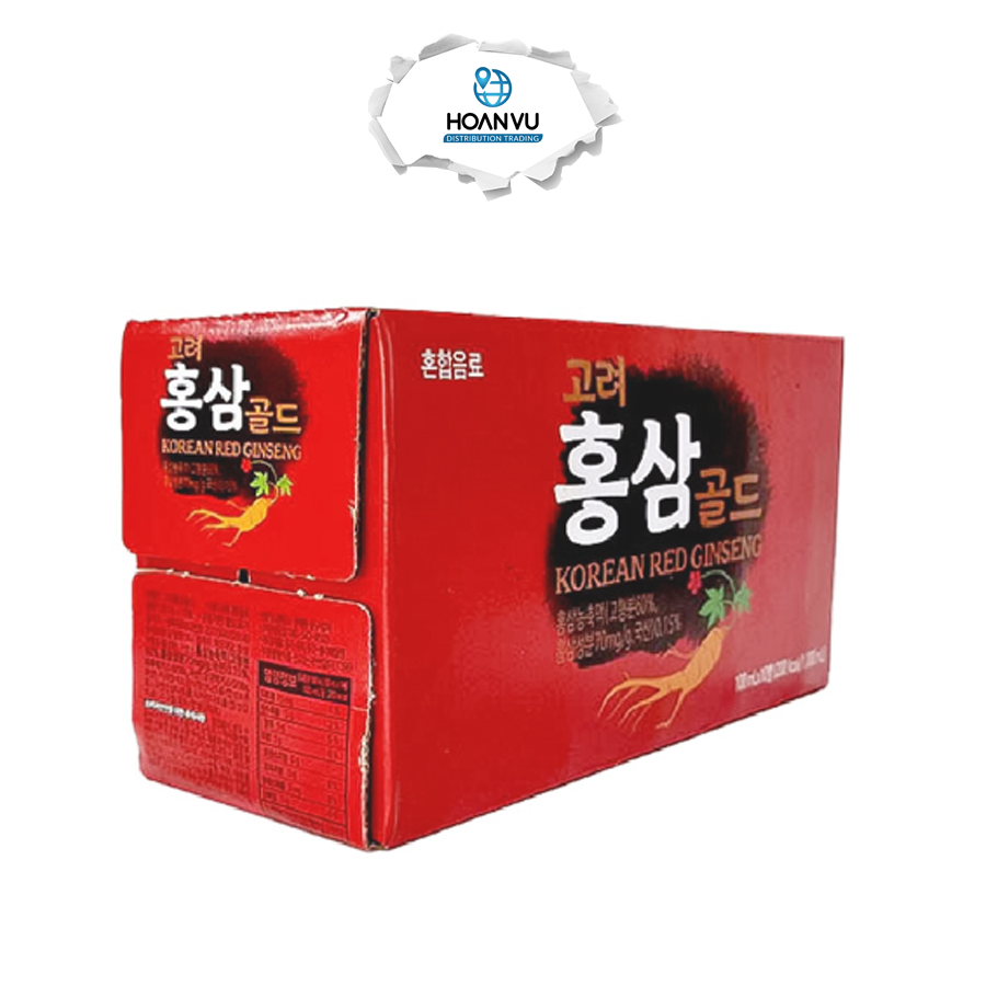 Hộp 10 Chai Nước Hồng Sâm Korean Red Ginseng Gold (100ml) Tăng Cường Sức Khỏe