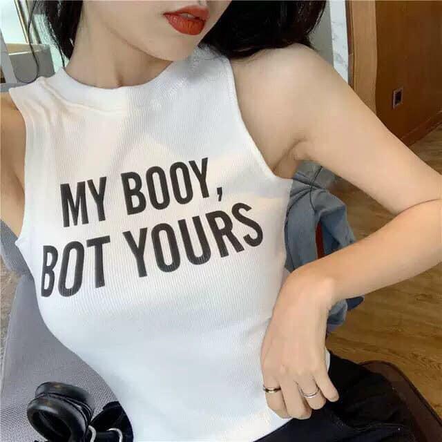 Áo Crt Chữ My Booy-Áo Croptop 3 Lỗ -Áo Croptop Nữ Siêu xinh - Áo Crt Uzzlang (ảnh thật + video)