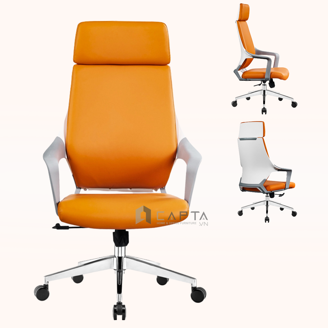 Ghế văn phòng nệm màu cam lưng cao cho quản lý CM4432-P HCM