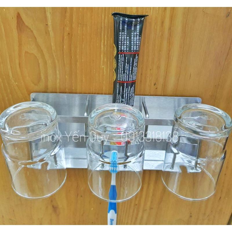 KỆ CẮM BÀN CHẢI KEM ĐÁNH RĂNG DÁN TƯỜNG INOX304