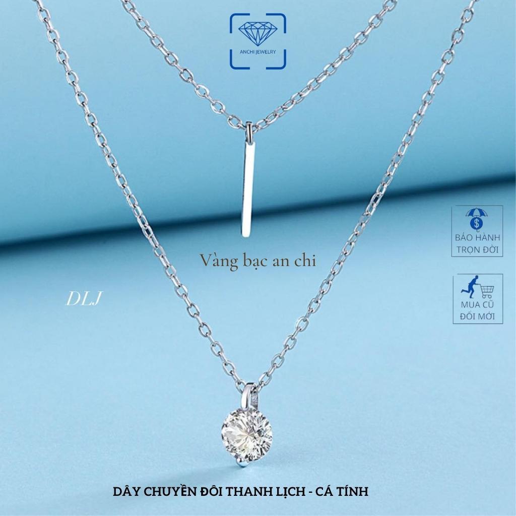 Vòng cổ 2 tầng( 2 lớp, 2 dây, 2 mặt), vòng cổ kép bạc mạ vàng, trang sức bạc Anchi jewelry