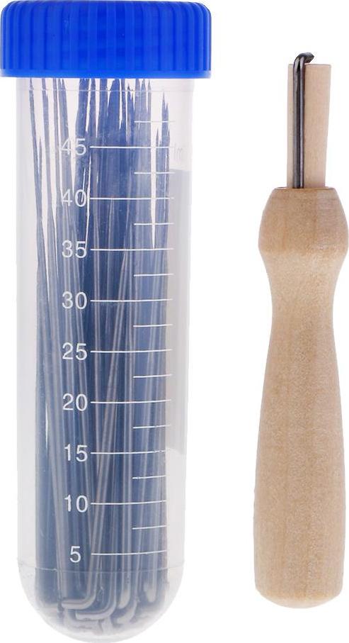 60 Chiếc 3 Size Nỉ Kim Len Cảm Thấy Dụng Cụ Với 1 Cái Rõ Ràng Chai Và 1 Chiếc Tay Cầm Bằng Gỗ