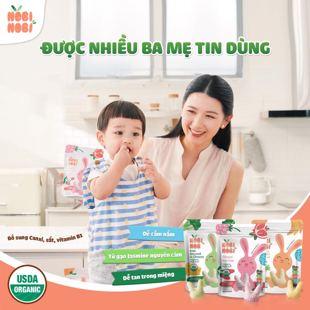 Bánh gạo ăn dặm hữu cơ cho bé Nobi Nobi vị cải xoăn, súp lơ, phô mai 15g (từ 8 tháng tuổi), Bánh ăn dặm cho bé