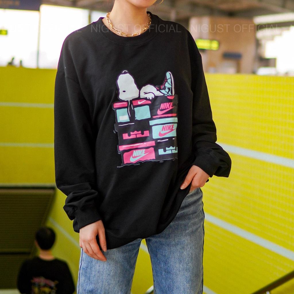 Áo sweater nam nữ local brand NIGUST Sneakerhead chất liệu nỉ da cá form rộng màu đen trắng Fullbox