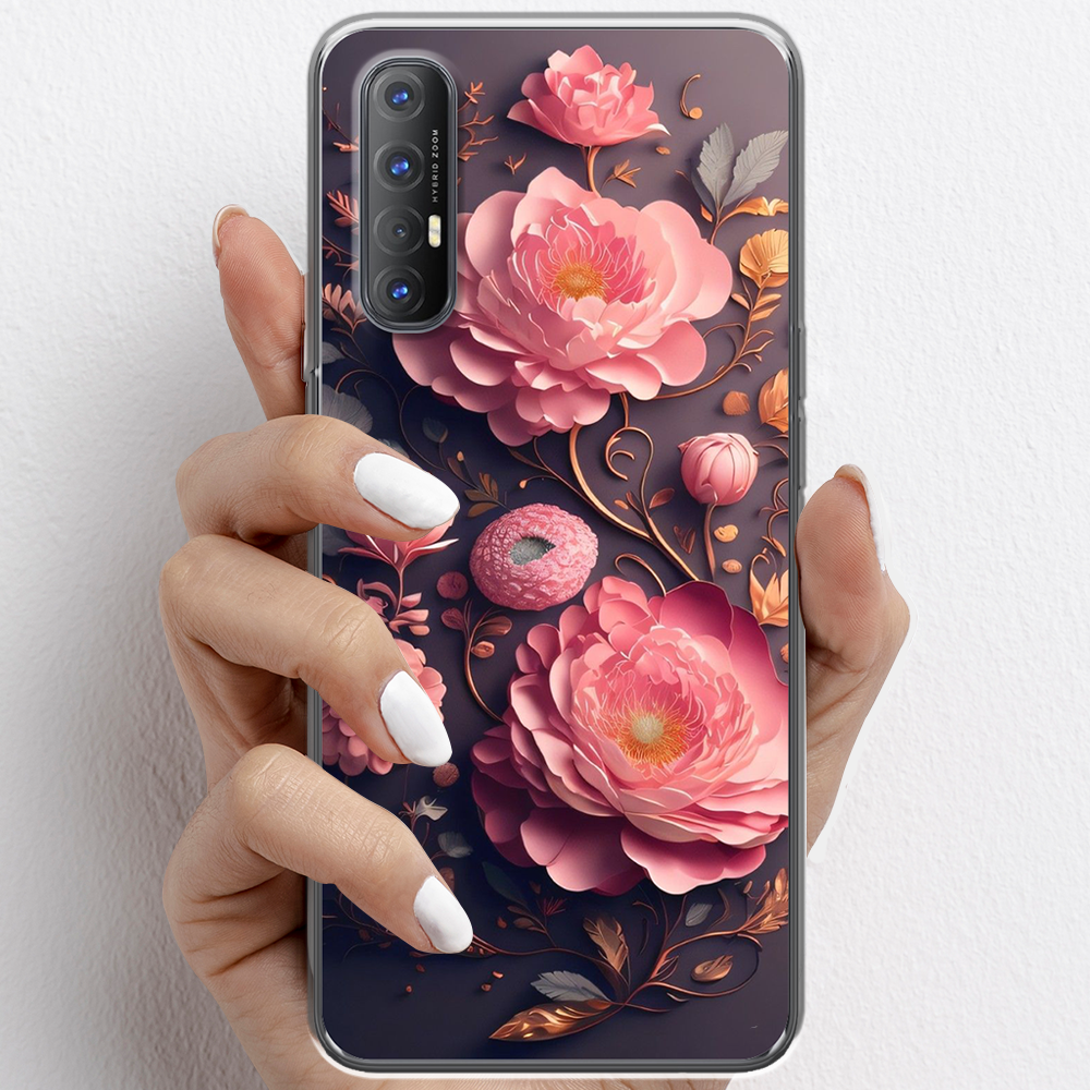 Ốp lưng cho Oppo Reno3, Reno3 Pro nhựa TPU mẫu Hoa hồng