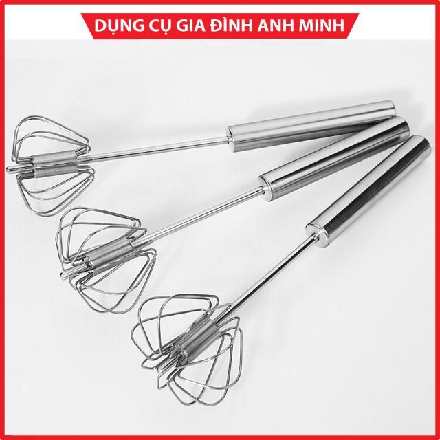 Máy đánh trứng cơ ấn tạo lực lò xo tự xoay đánh trứng, trộn bột inox bền đẹp