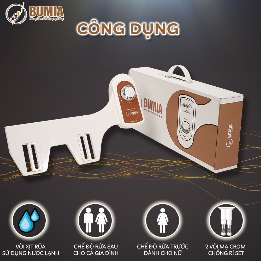 Combo 2 vòi xịt vệ sinh thông minh gắn bồn cầu bumia bidet Bm-02, 2 vòi xịt vệ sinh hậu môn và vệ sinh phụ khoa cho phụ nữ, bảo hành chính hãng 3 năm.