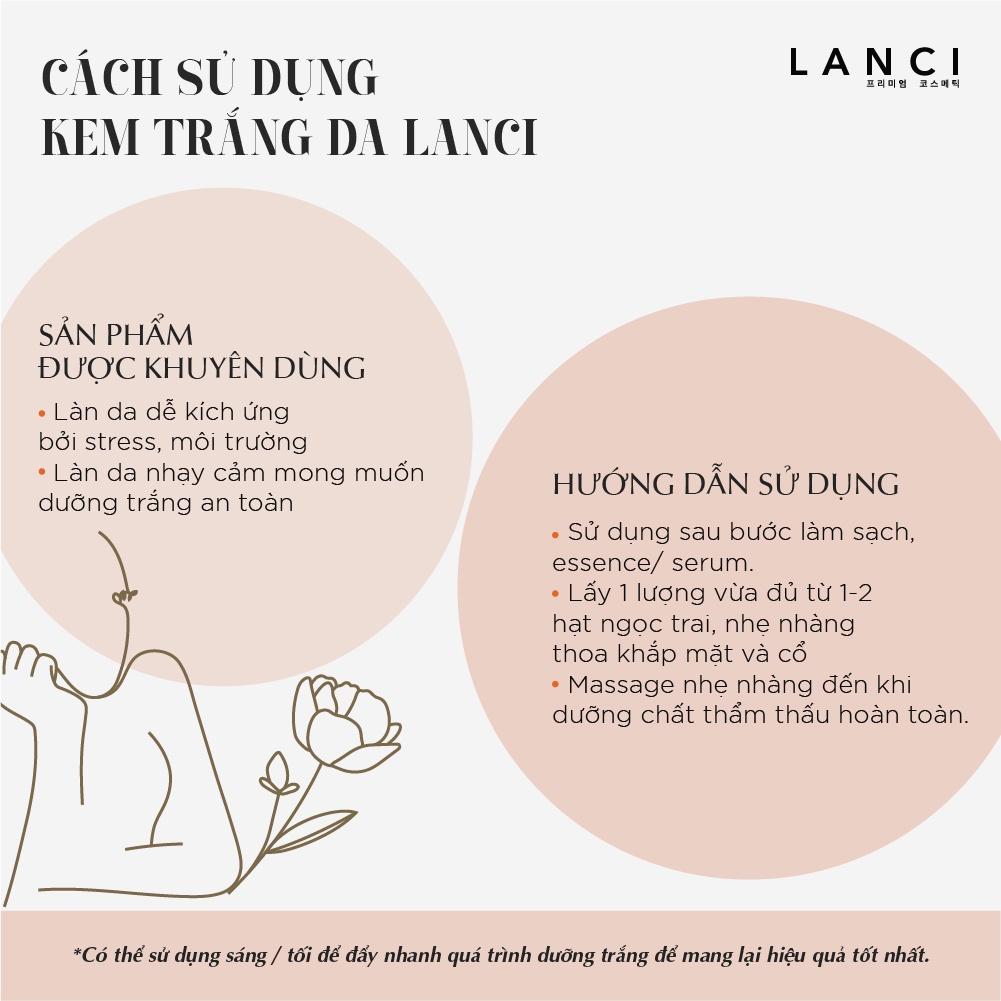 Kem Dưỡng Trắng Da Hàn Quốc LANCI Chiết Xuất Bột Ngọc Trai Làm Da Tươi Sáng Tức Thì Whitening Cream 50ml