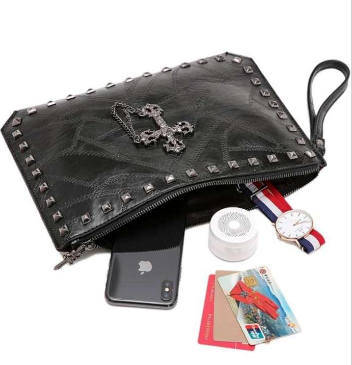 Men's Rivet Clutch Coin Purses & Pouches - Black