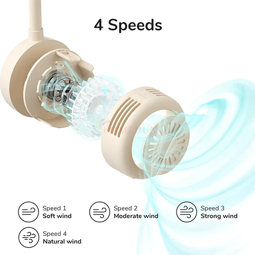Quạt mini tích điện đeo cổ Jisulife Neck Fan Life1 1800mAh - Hàng chính hãng