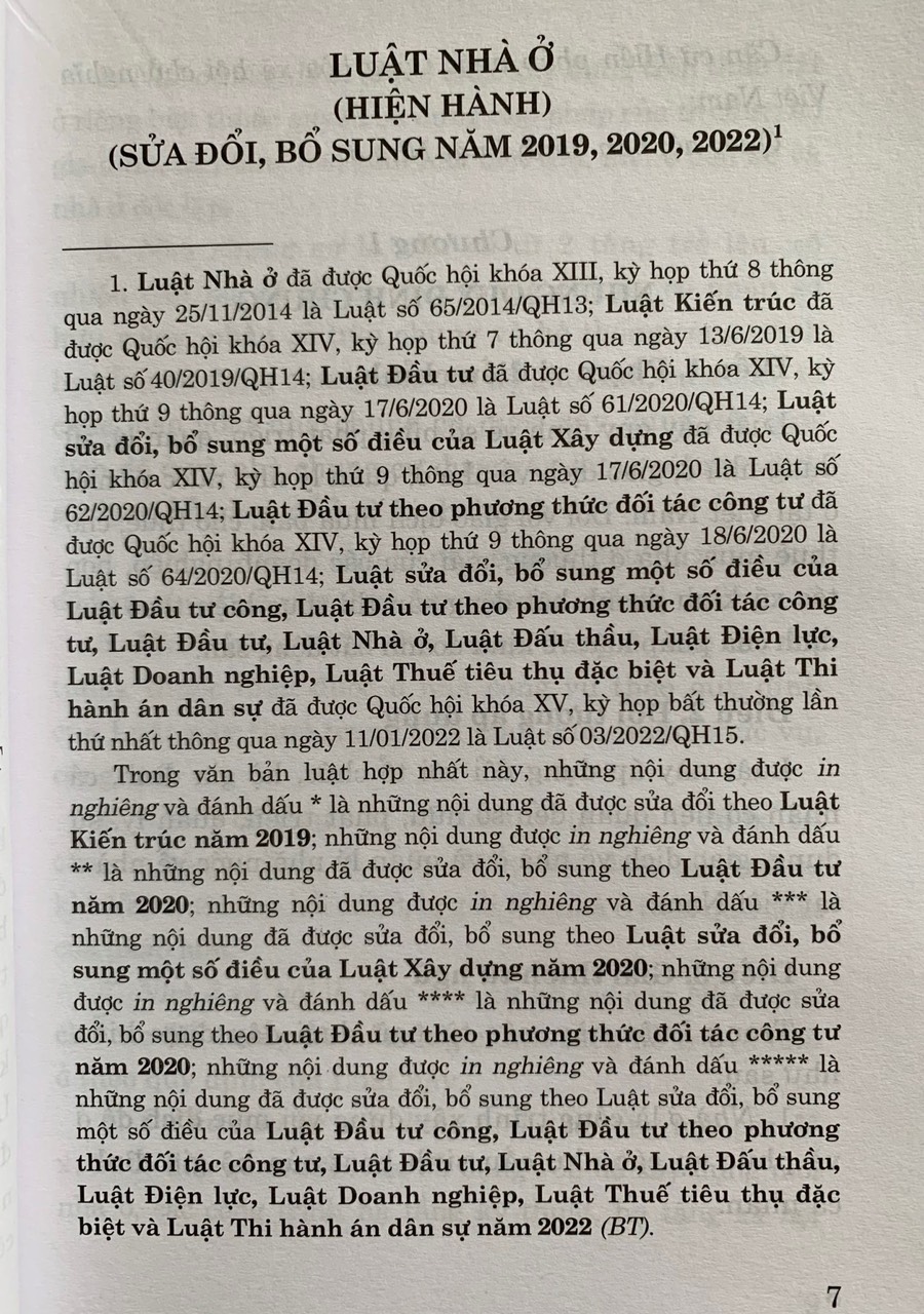 Luật Nhà Ở ( Hiện Hành ) ( Sửa Đổi, Bổ Sung Năm 2019, 2020, 2022 )