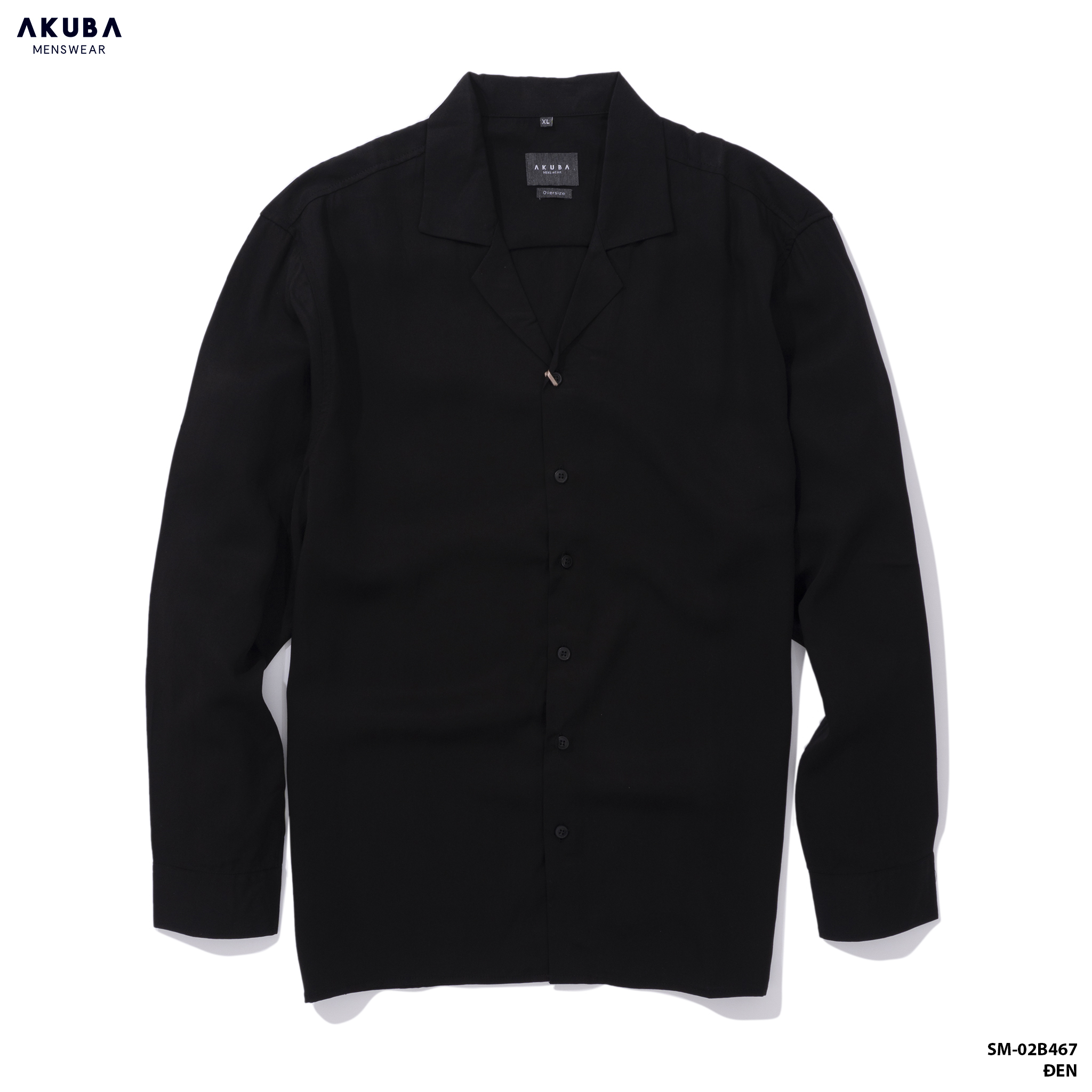 Áo sơ mi tay dài trơn nam AKUBA form oversize, chất liệu cotton lụa mango, ít nhăn, cổ danton 02B467