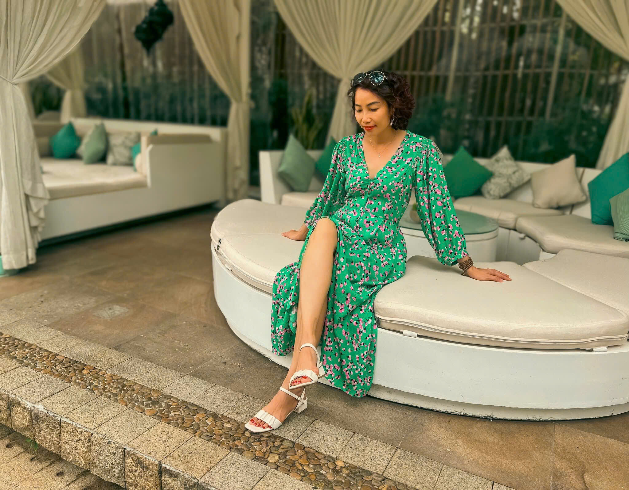 Đầm Midi Dáng Suông Dài Qua Bắp Chân Viscose In Hoa Hà Giang DRE186 Thời trang Hity