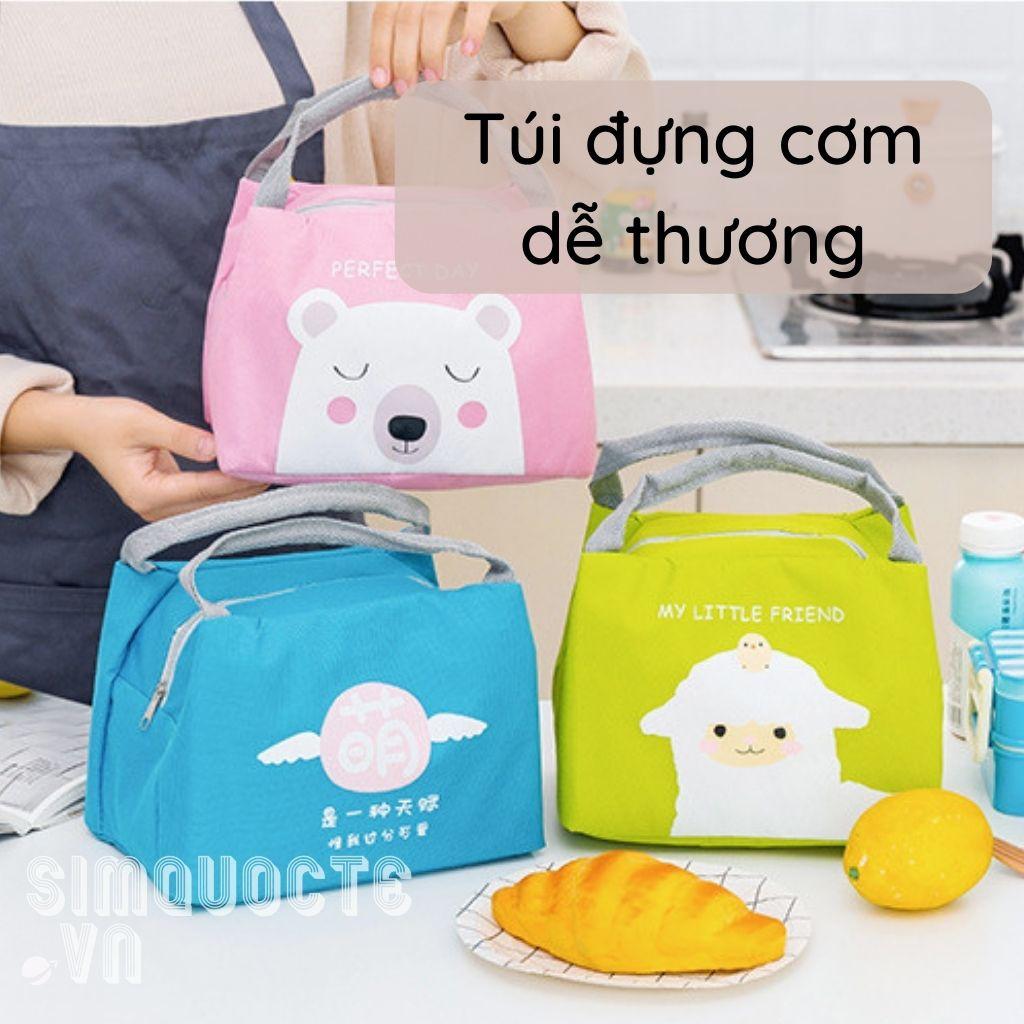 Túi đựng cơm giữ nhiệt có khoá kéo màu sắc dễ thương TĐC02